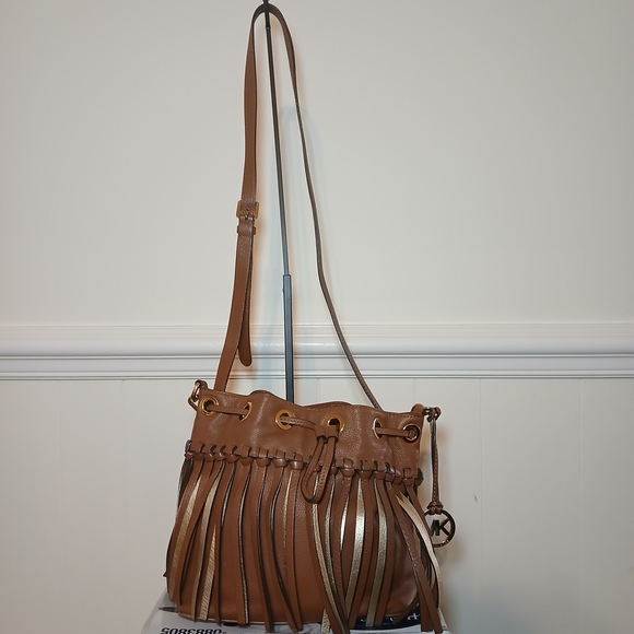 Michael Kors Tan Leather Fringe Shoulder Bag - Picture 2 of 7